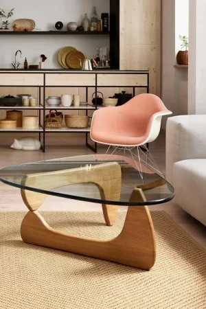Ash Wood and Tempered Glass Coffee Table