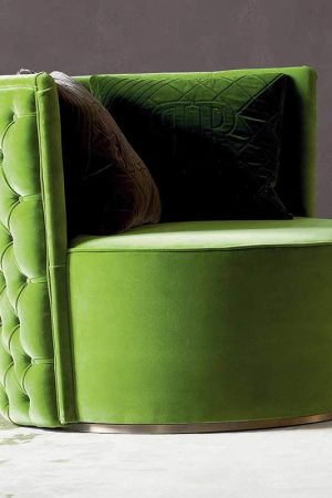 Dark Green Velvet Single Sofa Chair