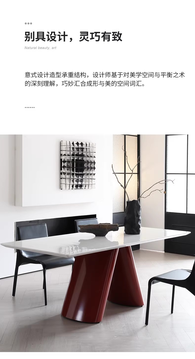 Sintered Stone Dining Table with Carbon Steel Baking Paint Legs - Image 5