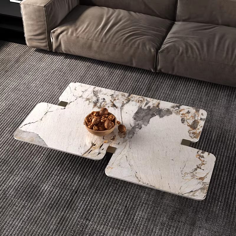 Pandora Sintered Stone Coffee Table with Carbon Steel Frame