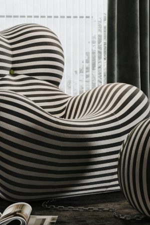 Ice Silk Elastic Fabric Single Sofa Chair with Footrest