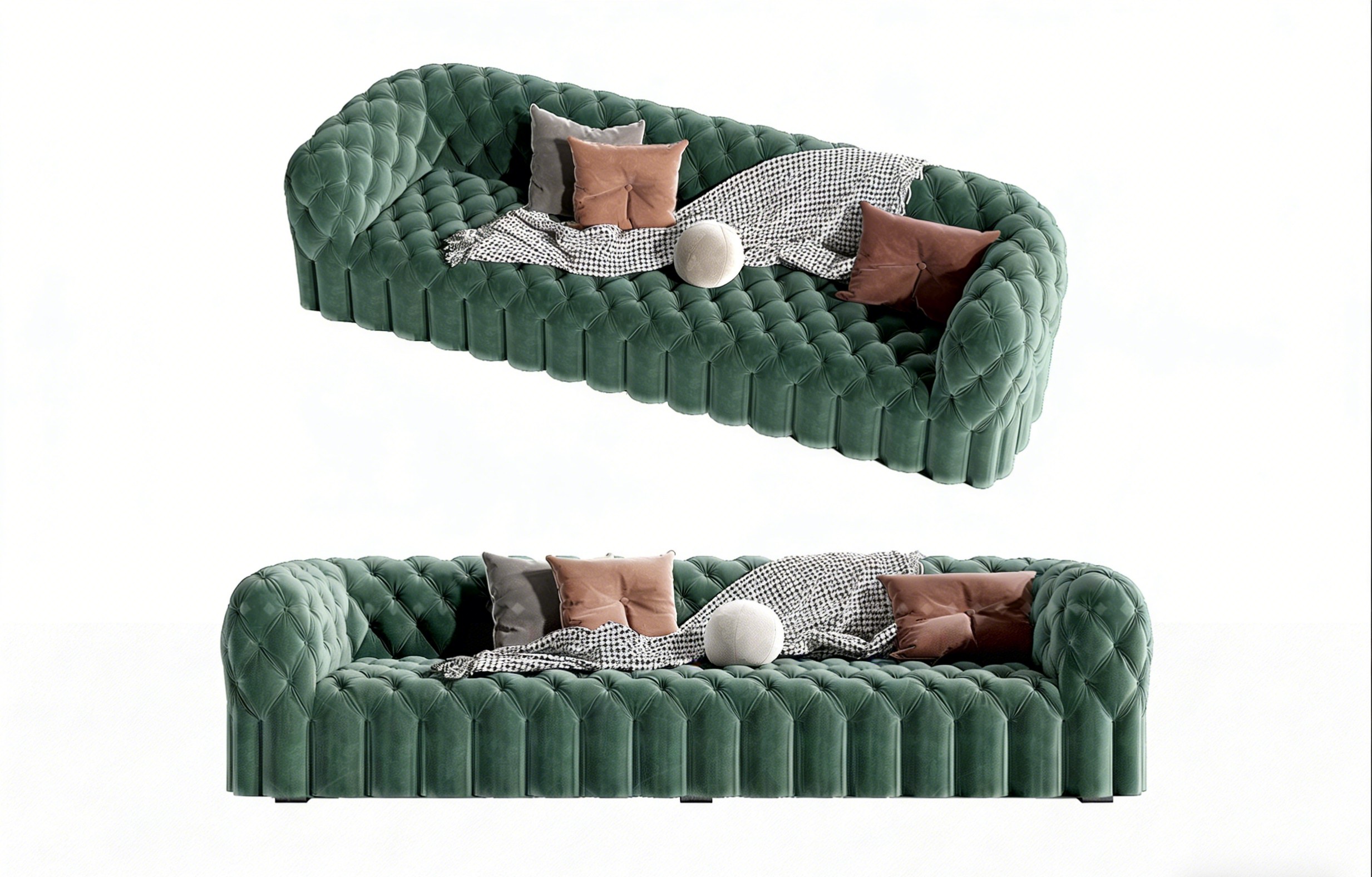 Imported Frosted Velvet Three-Seat Sofa - Image 5